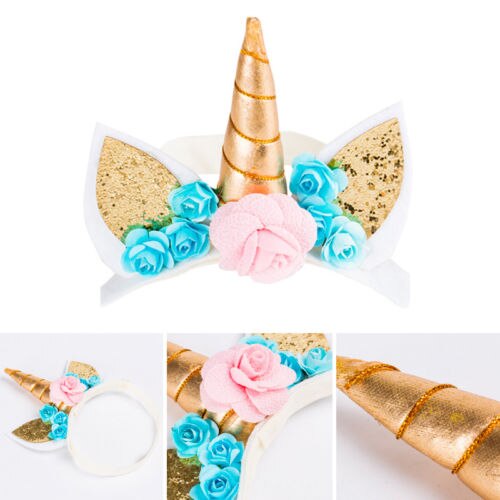 Bandeau de noël fée magique licorne | Corne dorée, cheveux, bandeau d'oreille, robe parfaite, décor Cosplay, 1 pièce