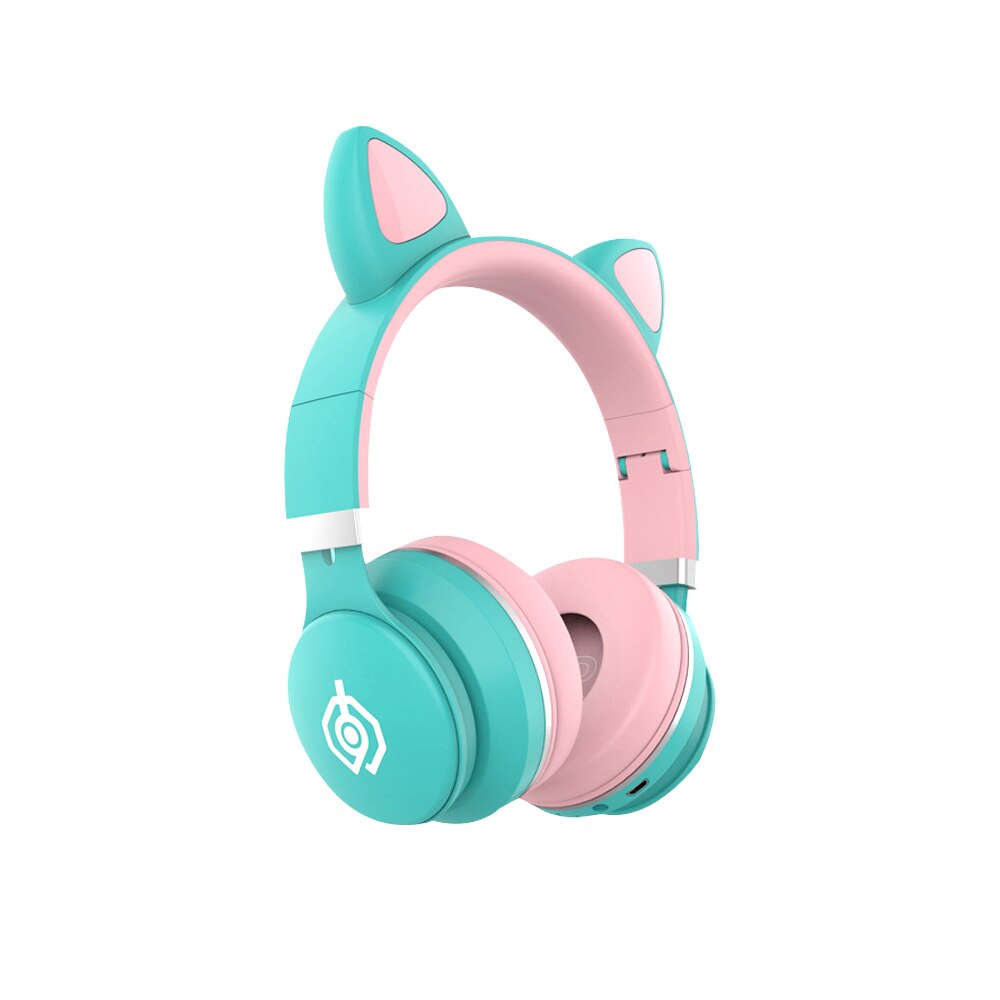 Écouteurs bluetooth roses pour enfants, casque lumineux avec basses pour huawei iphone 12 , meilleur casque sans fil compatible avec carte tf: Vert avec boîte
