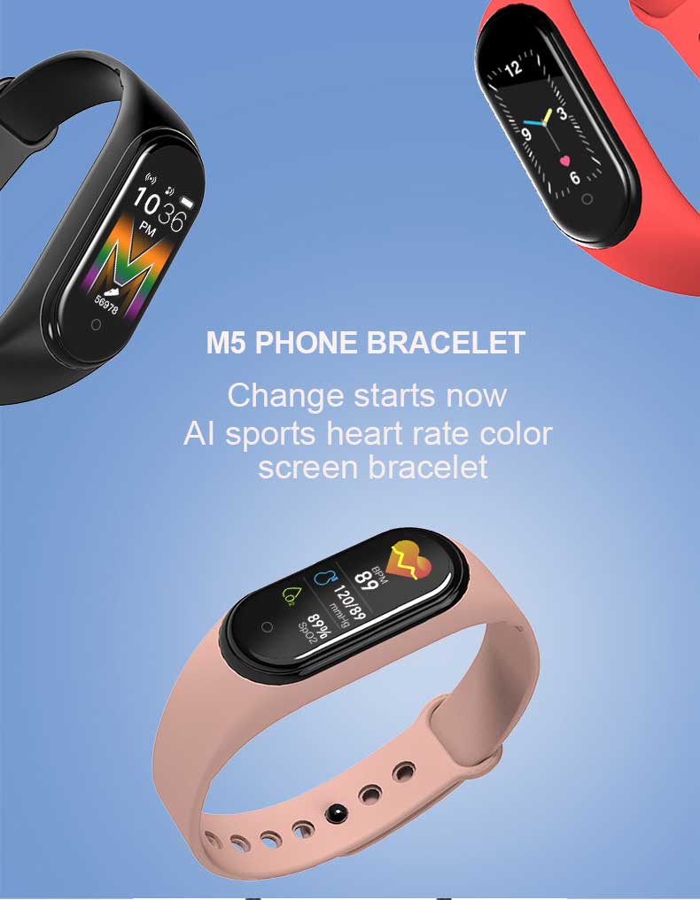 M5 pulseira inteligente smartwatch freqüência cardíaca pressão arterial monitoramento de oxigênio no sangue exercício passo contador respiração fitness rastreador