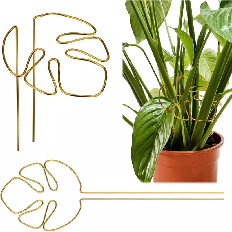 Monstera-formet plantestøttestang solid støttepinne i legering enkel montering dekorativ plantestativ for s/m plantetilbehør