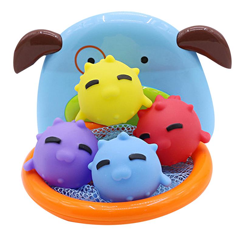 5pcs Shooting Toy Adorable Basket Water Toys Cartoon Water Playing Funny Bathroom Toy for Baby