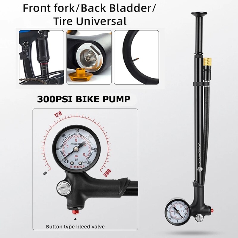 CYCLINGBOX High-Pressure Bike Air Pump Foldable MTB Fork / Rear Suspension Pump