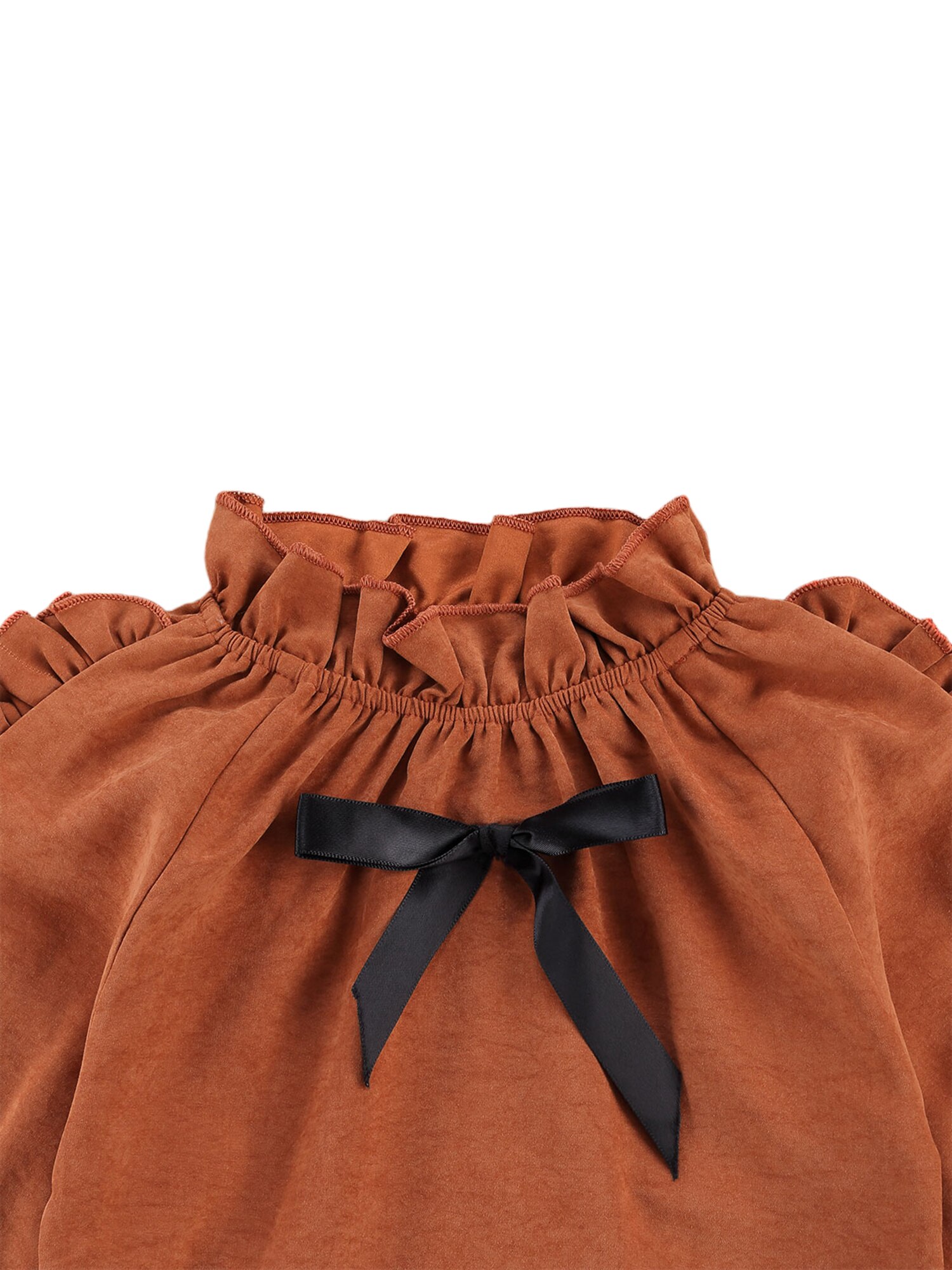 Top para niña pequeña, falda envuelta, Top de manga larga con volantes, decoración con lazo, botones de Metal, medio vestido