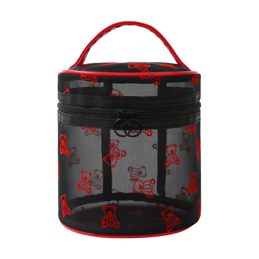 Large Capacity Mesh Cosmetic Bags Zipper INS Toiletries Storage Pouch with Handle Soft Perspective Makeup Bag Travel: army green