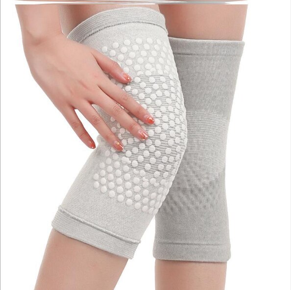 2 uds almohadillas de apoyo de autocalentamiento para rodilla soporte de rodilla alivio de la artritis dolor masajeador hombres mujeres protectores de rodilla para mantener: Gris claro / S