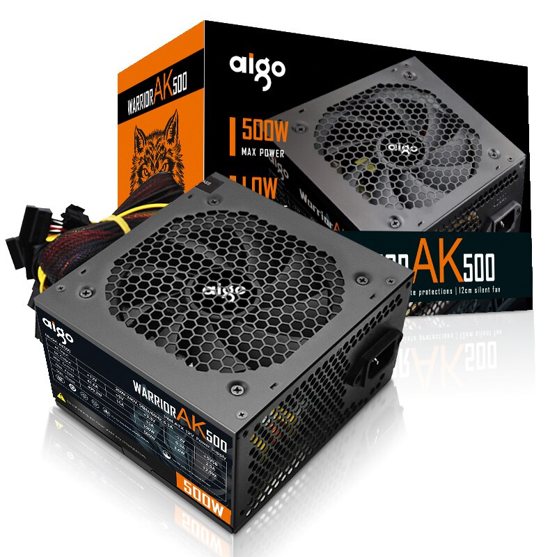 Aigo ak500 PFC max 500 W Watt PC Power Supply unit Gaming Quiet 120mm Fan 24pin 12V ATX PSU Desktop computer Power Supply for pc