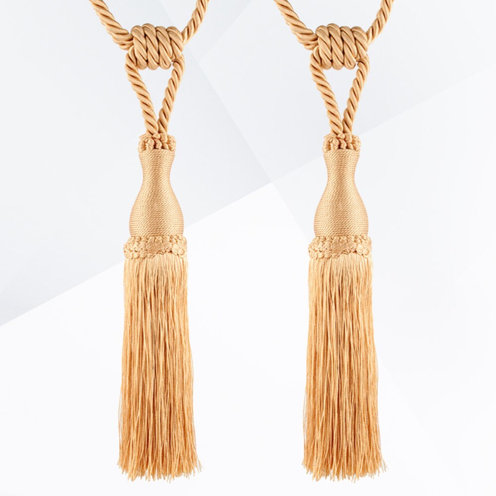 2PCS European Style Curtains Tieback Rope Tassel Holdbacks Home Decorative Window Drapery Tassels Tiebacks (Golden)