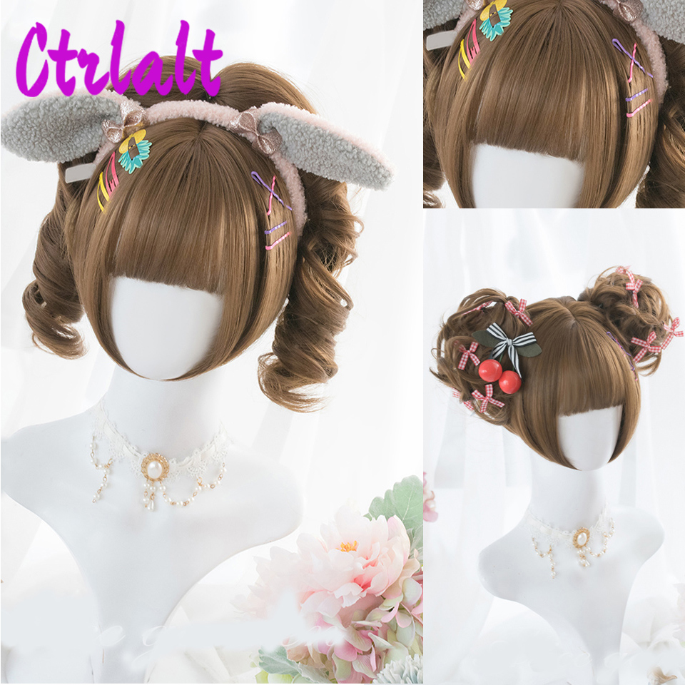 Pelucas de pelo Natural sintético en capas para mujer, color negro y marrón, ondulado, para uso diario, con flequillo de cortina, resistente al calor