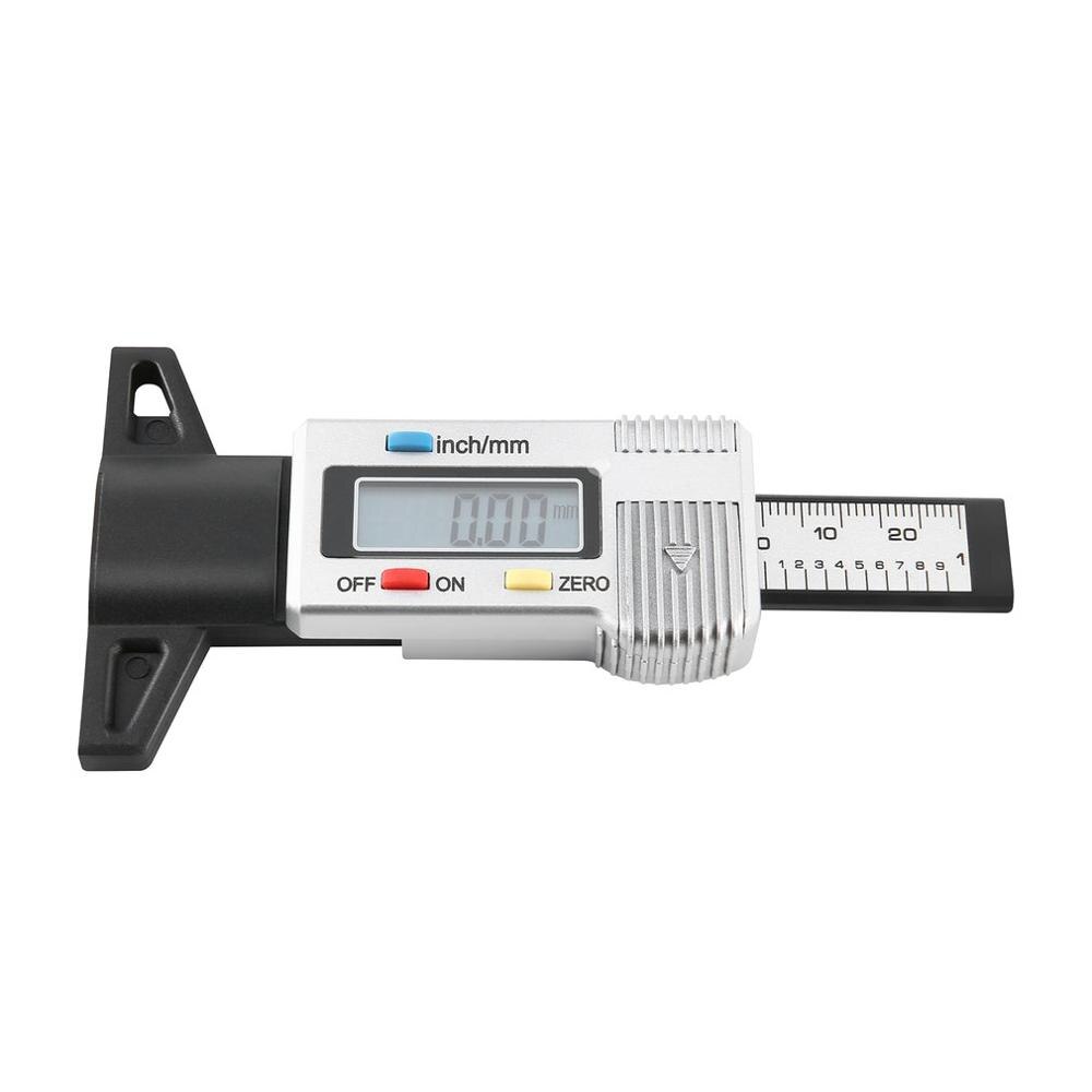 Digital Car Tire Tread Depth Tester 0-25mm Tyre Tread Depth Gauge Meter Measurer Tool Caliper LCD Display Tire Measurement: siliver