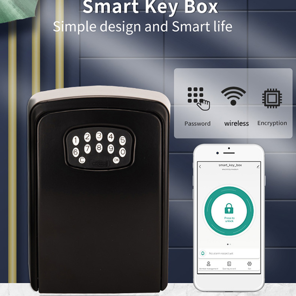Smart Key Lock Box Tuya Wall Mount Smart Home Key Safe Box Weatherproof for Construction Sites Homestay Apartment