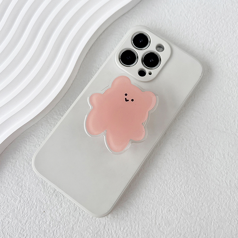 Acrylic Material Cartoon Cute Bear Phone Holder Foldable Grip: pink