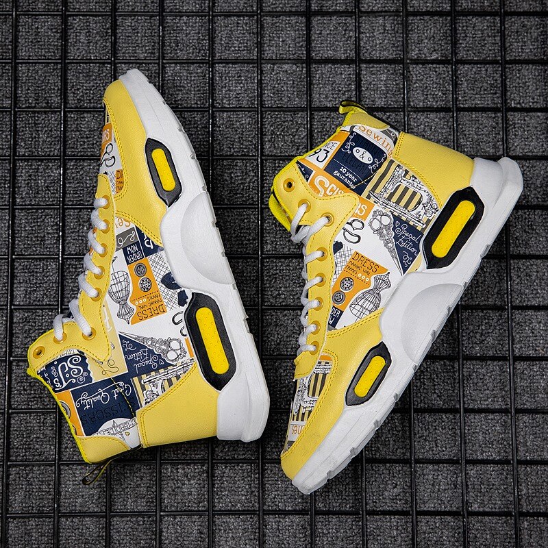 AIZHETU Chaussures Pour Hommes d'été Imprimé Graffiti chaussures Montantes Chaussures Étudiant Décontracté Chaussures De Sport