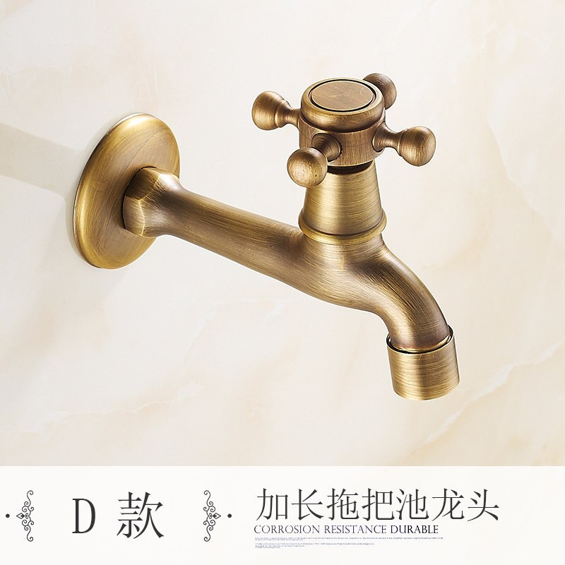 Pure Copper Carved Wall Bottle Tap Bibcock Retro Tap Anticorrosive Decorative Outdoor Garden Faucet Washing Machine Mop Tap: D