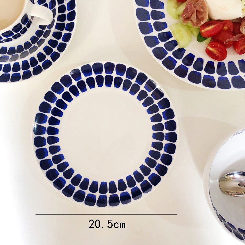 Breakfast Salad Bowl Pasta Dinner Plates European Afternoon Tea Milk Mugs Coffee Cups with Dessert Dishes Home Ceramic Tableware: Plate-20.5cm