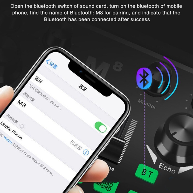 M8 sound card digital sound card live mixer microphone mixer is suitable for equipment k song recording live singing