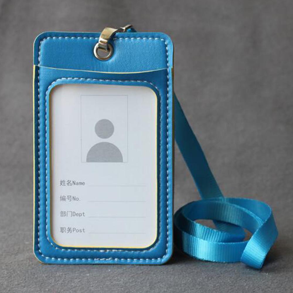 Men Women Adults Kids Leather ID Badge Bus Cards Holder Small Casual Lanyard Credit Card Case Business Organizer Bag: 3