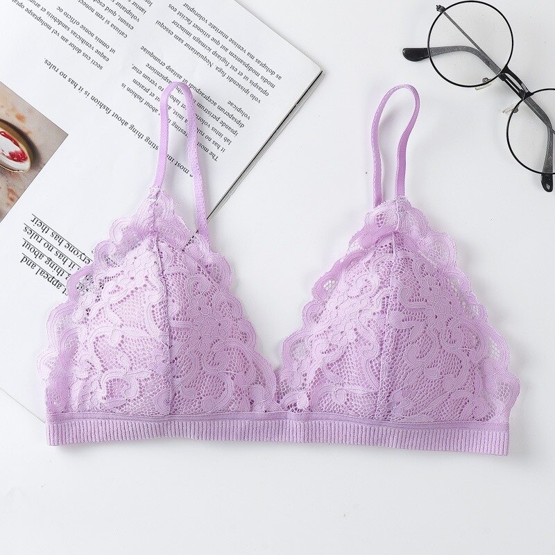 CHRLEISURE Push Up Bra Seamless Sexy Lace Wrapped Chest No Steel Ring Cross Back Bralette: S1-lavender