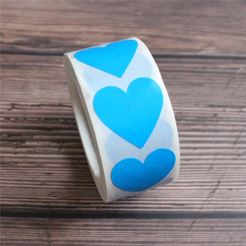 Tomt hjerte klistermærke 500 stk pr. rulle multi farver kort lykønskningskort forsegling etiketter pakke dekoration: Blå