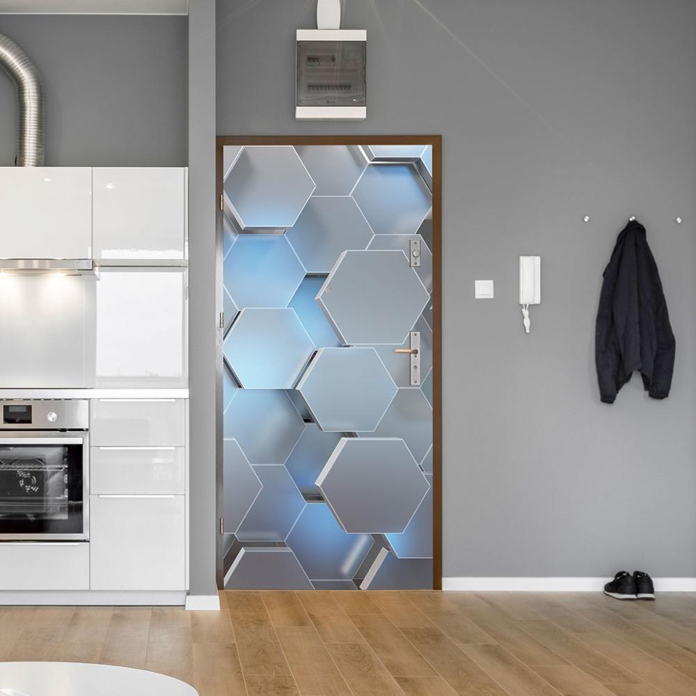 3D View Stereo Geometric Door Mural Vinyl Peel and Stick Wallpaper Room Decoration Poster Wall Sticker Home deursticker