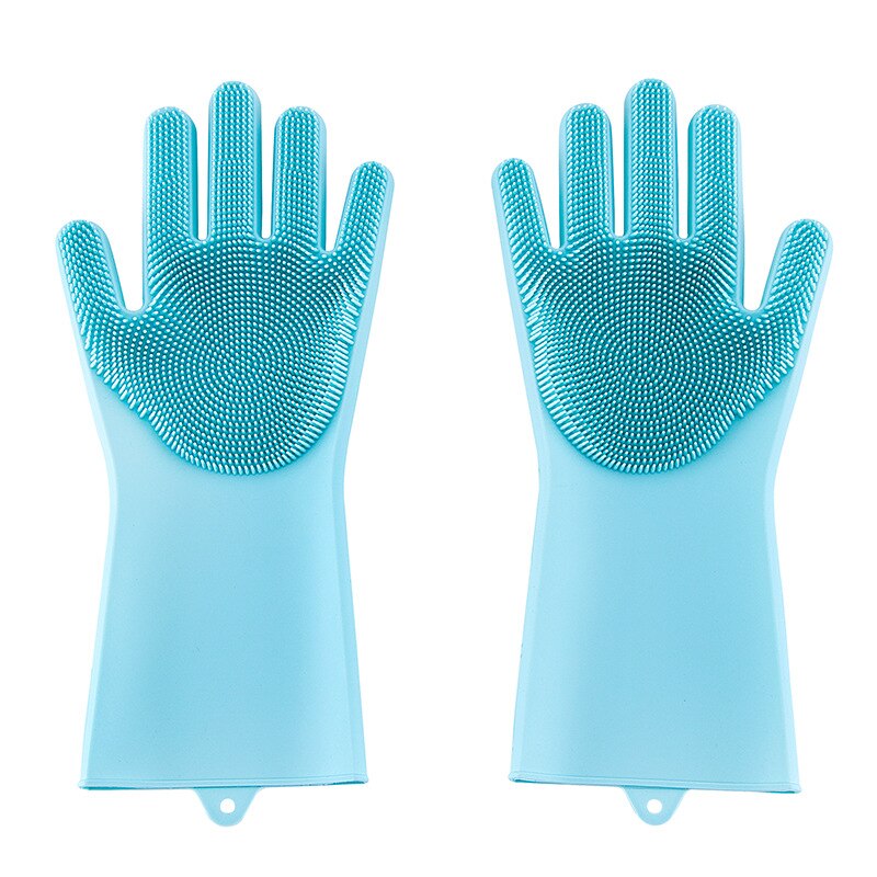 Magic Afwassen Siliconen Handschoenen Beschermen Hand Vuil Schoon Borstels Schoonmaken Tool Keuken Accessoires Wassen Fruit Groente Gadgets: Sky Blue
