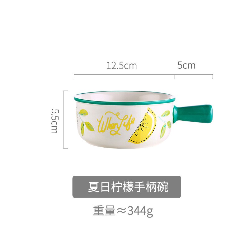 Ceramic Bowl with Handle Glaze Baking Plates French Onion Soup Bowl Roasting Lasagna Pan Round Bakeware: Style B