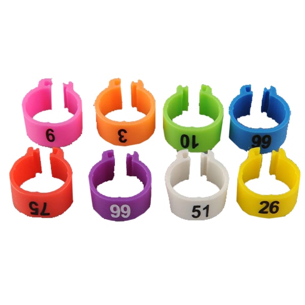 100Pcs 10.5mm Poultry Leg Bands Bird Pigeon Parrot Duck Hen Rings Clip 1-100 Numbered Poultry Leg Rings 10 Colors Pet Product