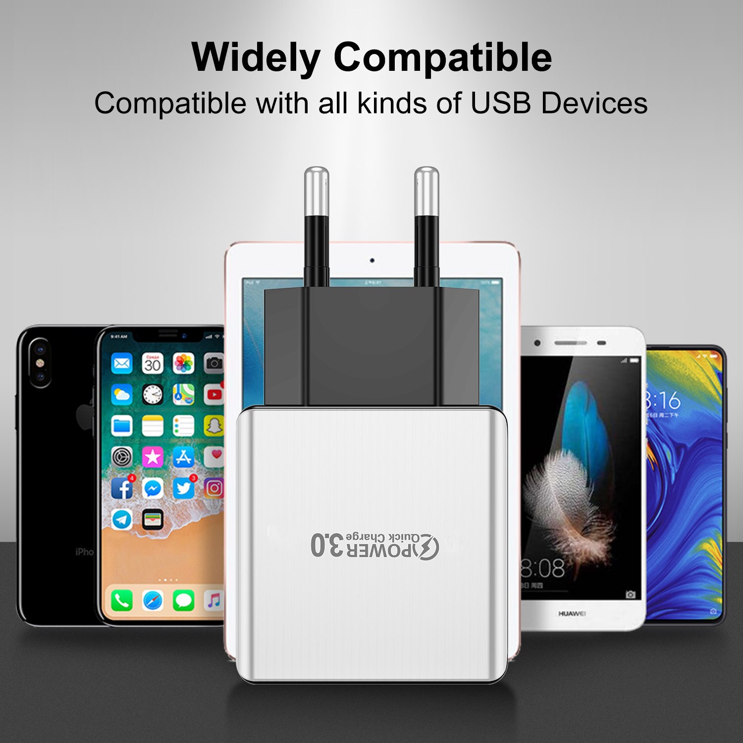 GTWIN 3A Quick Charge 3.0 USB Charger EU US Wall Mobile Phone Charger Adapter for iPhone QC3.0 Fast Charging for Samsung Xiaomi