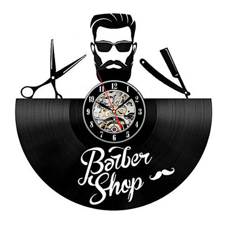Barbershop Vinyl Record Wandklok Modern Kapper Kapper Klokken Opknoping Muur Horloge voor Kapper Kapsalon: 7