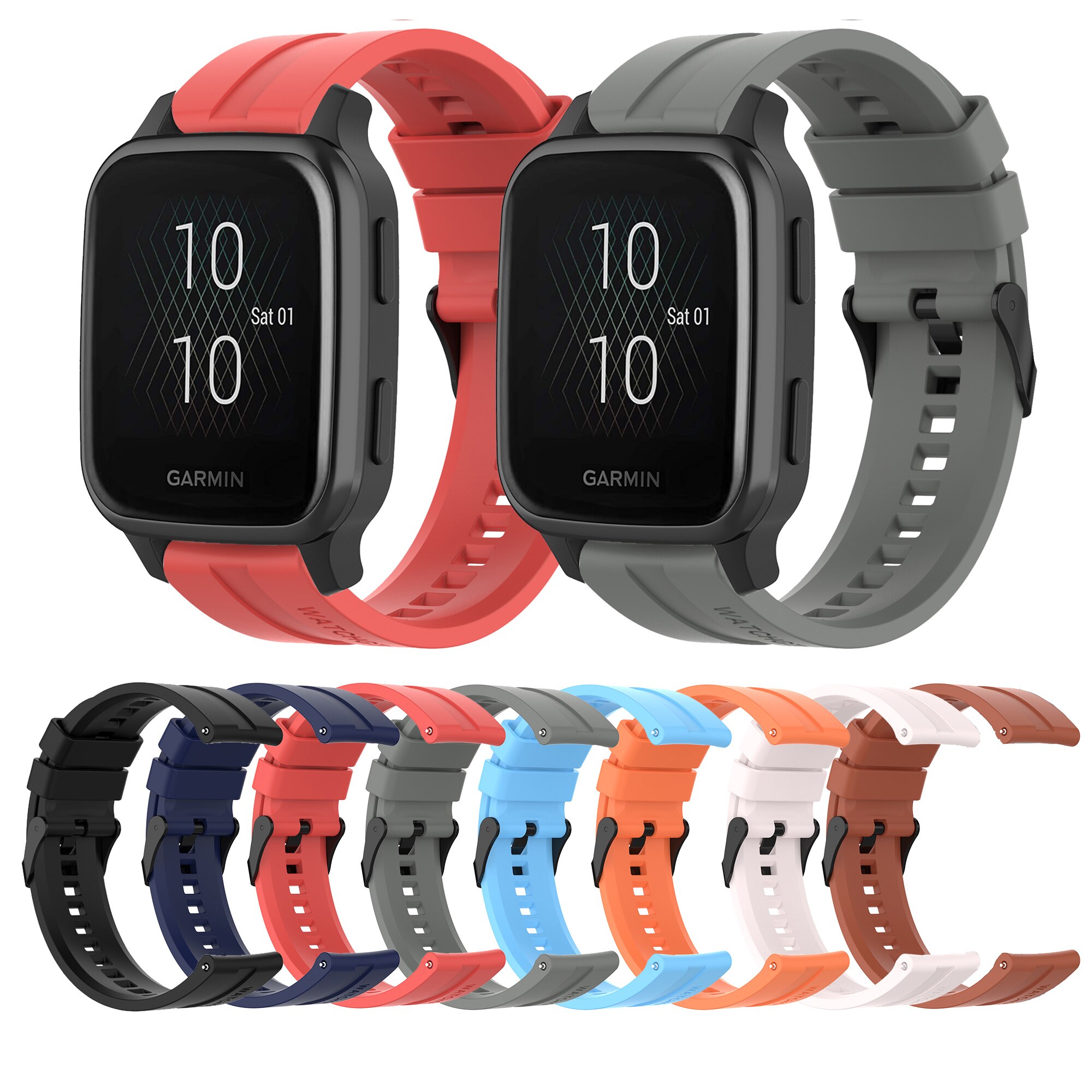 Bracelet de Sport en Silicone, 20mm 22mm, pour Garmin venus Sq Vivomove HR Vivoactive 3 Music
