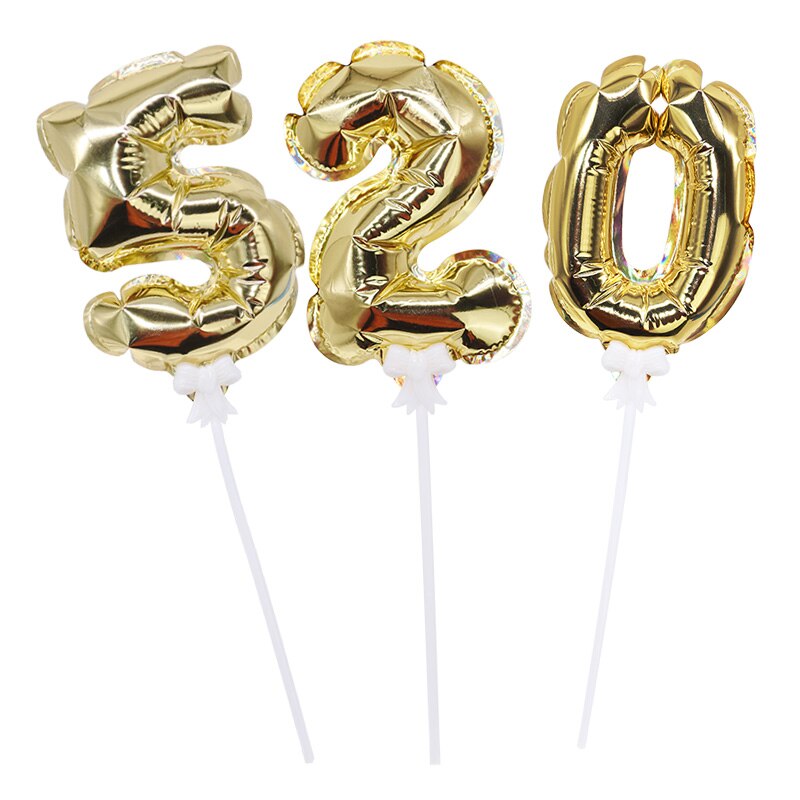 1Pcs Gelukkige Verjaardag Folie Aantal Ballon Cake Topper Kids Verjaardag Bruiloft Cake Decor Automatische Opblaasbare Ballon
