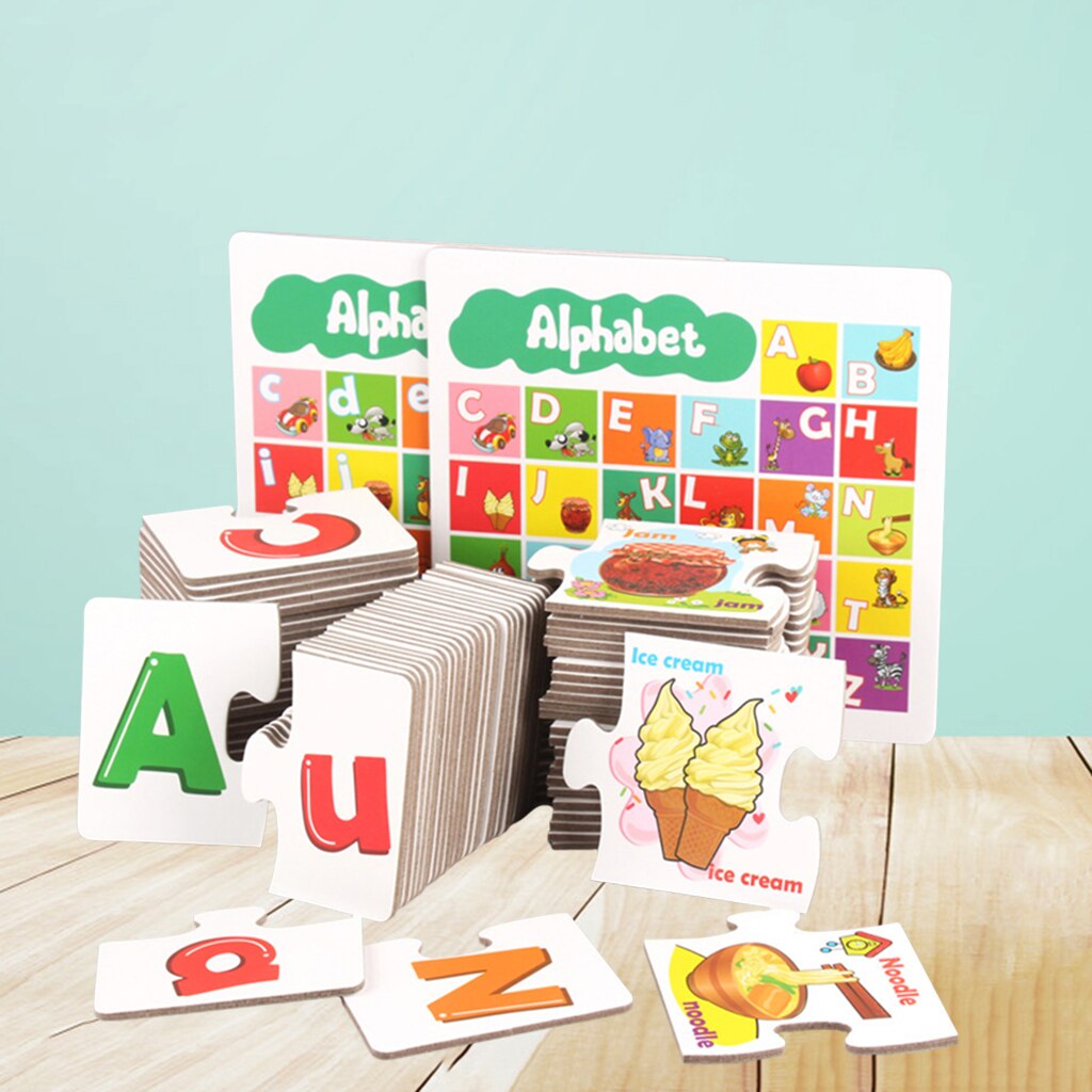 Cartoon Illustrations Animals ABC Alphabet Flash Cards Spelling Teaching Cognitive ABC Letters Preschool Early Ages Toys Puzzles