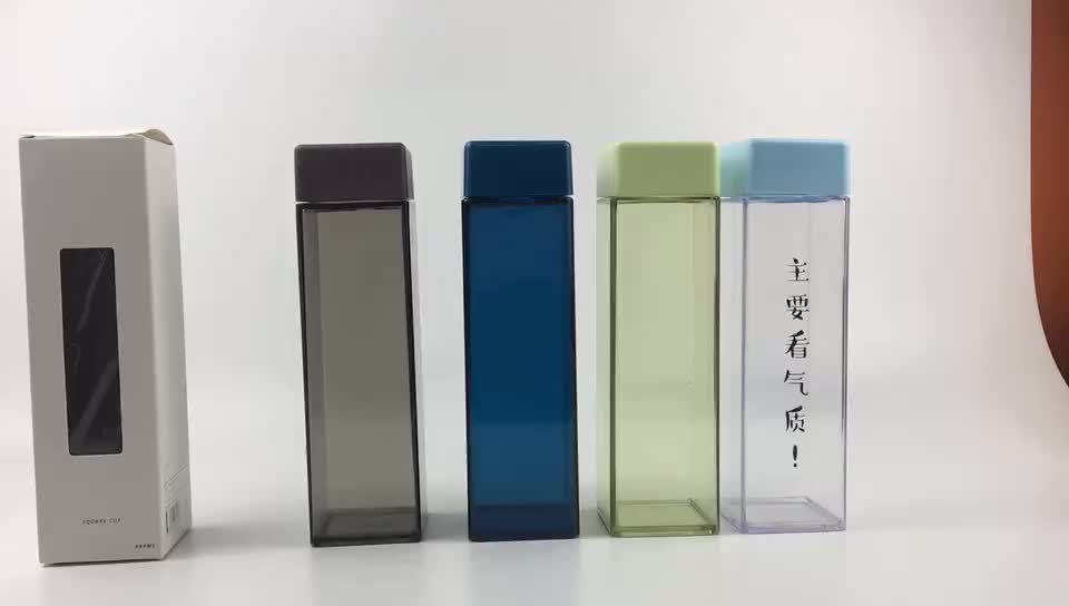 Eco-friendly 480ml Clear Square Plastic Water Bottle