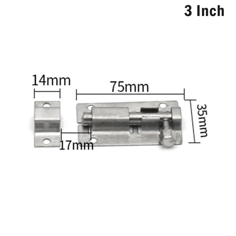 1.5/2/3/4/6 inch Door Shed Lock Bolt Stainless Steel Locks Sliding Door Chain Latch for Gate Security Hardware