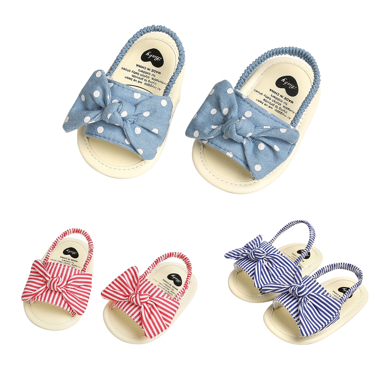 0-18M Baby Girls Princess Bow Shoes Toddler Summer Sandals Cotton Non-slip Shoes