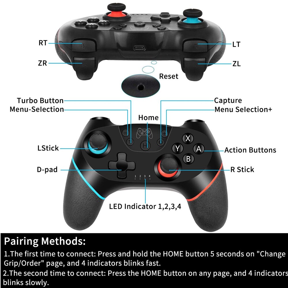 Senza fili di Bluetooth Gamepad Per Nintend Interruttore Pro NS-Interruttore Pro Controller di Gioco joystick Per Switch di Console con 6-Assi Maniglia