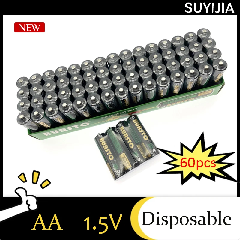 60 st 1.5v aa engångsbatterier för ficklampa, leksak,  mp3 mus, tangentbord, rakapparat, ersättningsbatteri