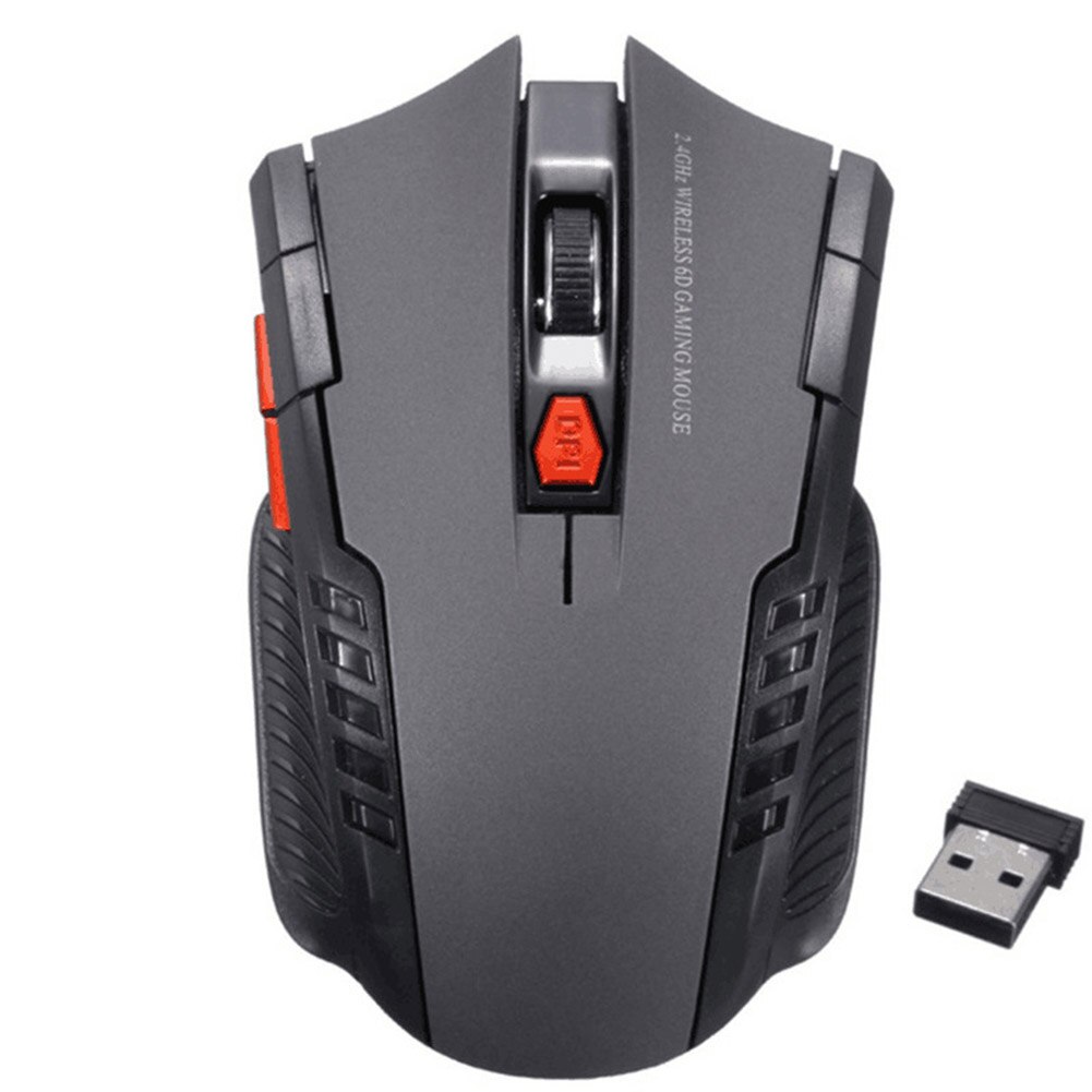 2.4 ghz draadloze muis met 6 toetsen en usb-ontvanger, instelbare dpi gamingmuis, muizen voor pc, laptop, gamingmuis, draadloze muis voor thuis: Grijs