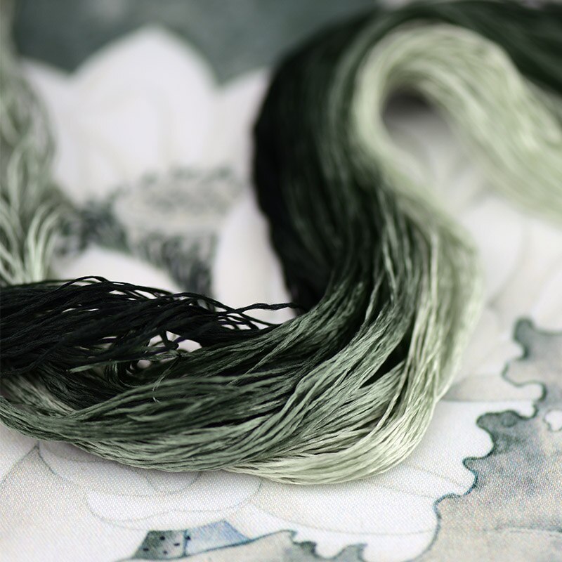 Jedwabne nici robić haftowania/100% nici jedwabne/rękojeść ręczny haftować ściegiem krzyżykowym/kolor zielonego mchu/6 czyste kolory