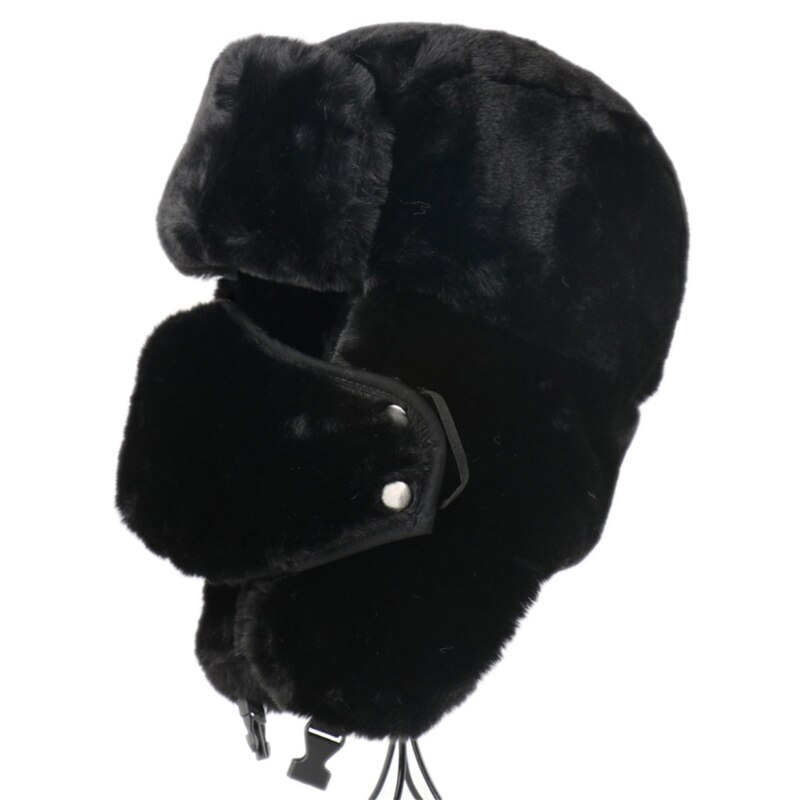 Women Winter Fluffy Plush Russian Ushanka Hat Outdoor Cycling Windproof Thermal Warm Trooper Cap with Face Mask Ear Flap
