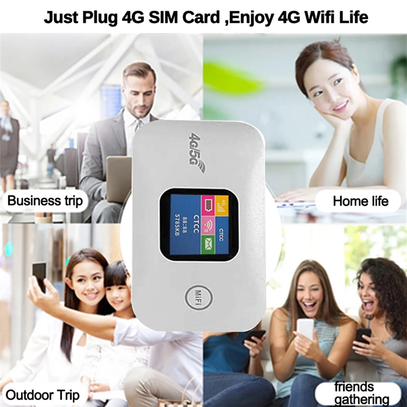 Kannettava 4g wifi-reititin mifi 150 mbps automobiili wifi langaton hotspot värinäyttö sim-korttipaikalla tukee 10 käyttäjää