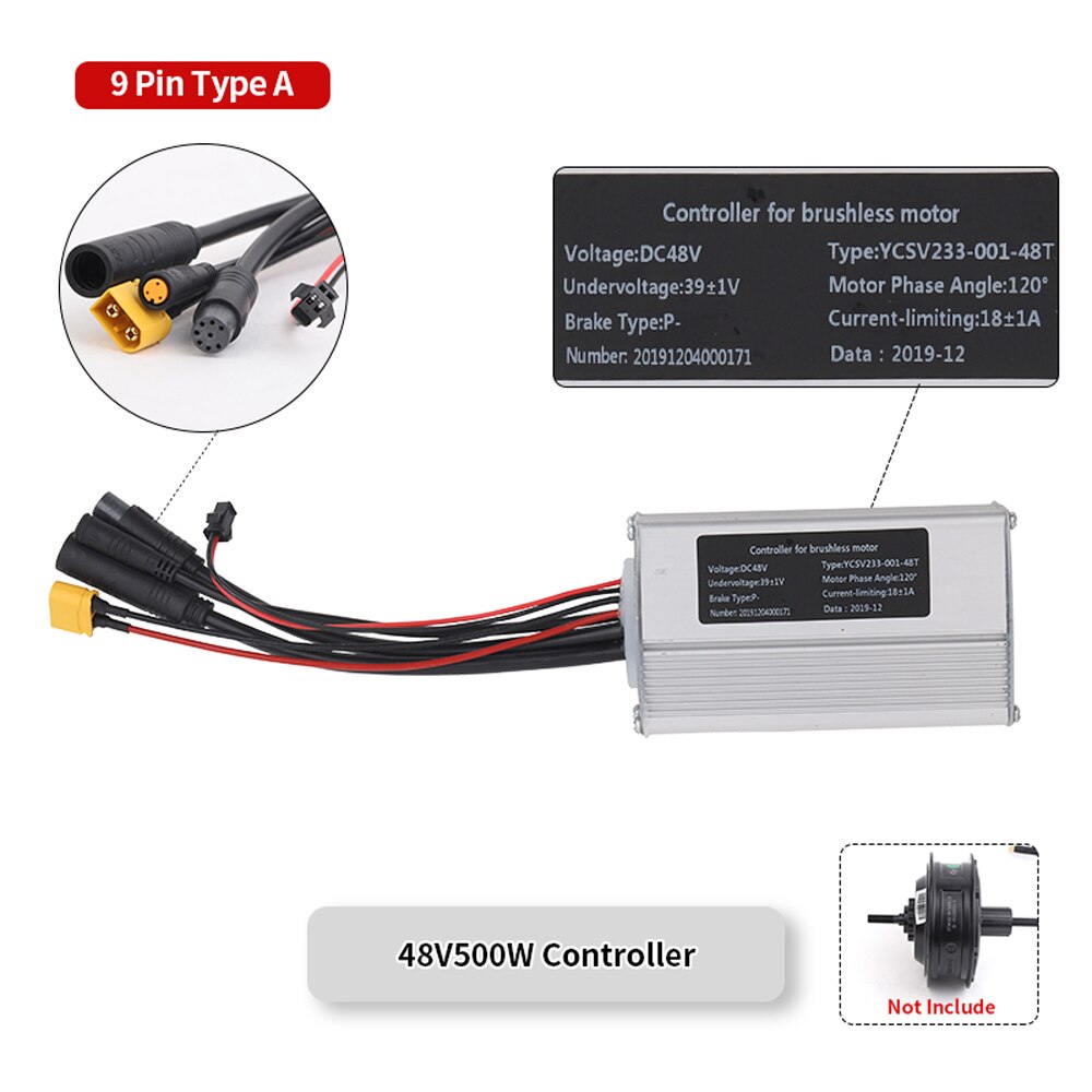 Contrôleur de moteur de moyeu de vélo électrique, pour Bafang 36V 48V 250W 350W 500W 750W, moteur Hub 9 broches, accessoires de vélo électrique
