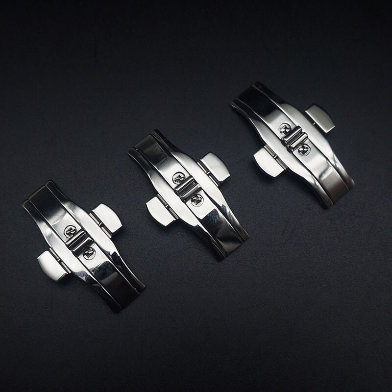 Durable Watch Clasp Accessory Metal Stainless Steel Double Press Watch Push Button Fold Clasp Seamless Butterfly Buckle
