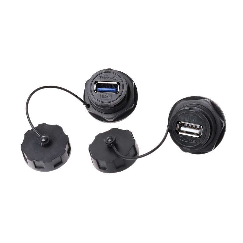 USB Female Socket Plug Panel Mount Adapter Waterproof Connector IPL7 With Cap L69A