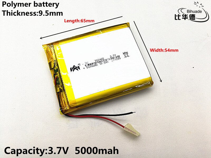 2 unids/lote de batería de iones de litio de 3,7 V,5000mAH,[955465] PLIB; Batería de polímero de litio/Li-ion para tableta pc, Banco de energía, libro electrónico;