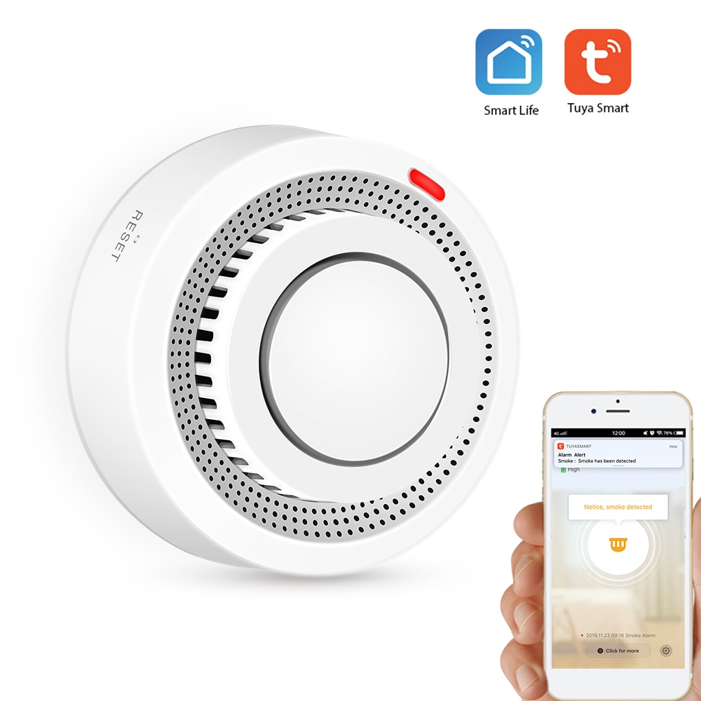 Wifi røykvarsler smart brannalarm sensor trådløst sikkerhetssystem smart liv tuya app kontroll smart hjem til hjemmekjøkken