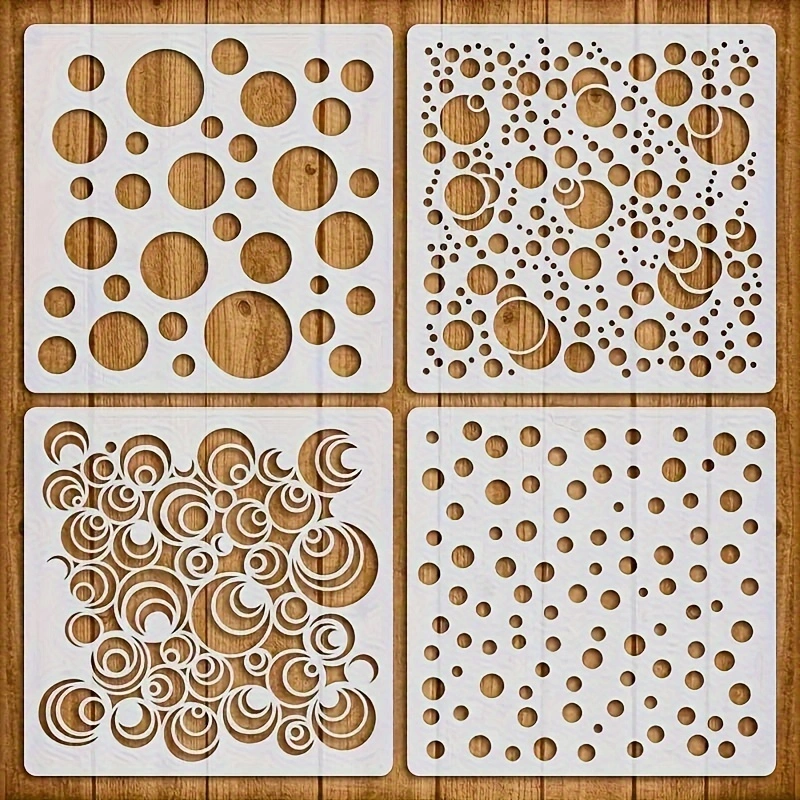 4 ks 5.1- palcové kruhové bodkované šablóny na maľovanie na drevo, látku, papier, nástennú dekoráciu