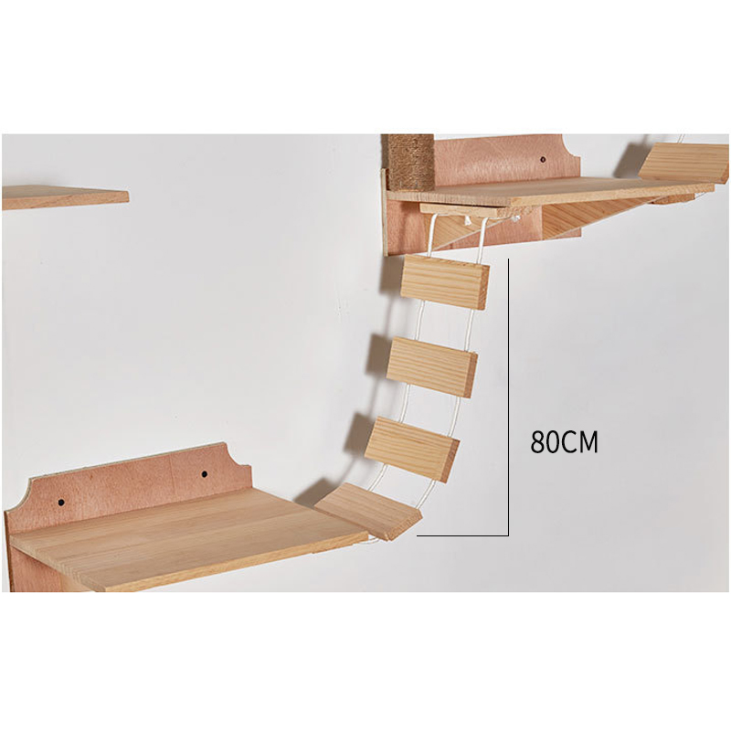 Household wall-mounted cat climbing frame solid wood wall-mounted cat jumping platform round cat stairs durable cat springboard: 80x24