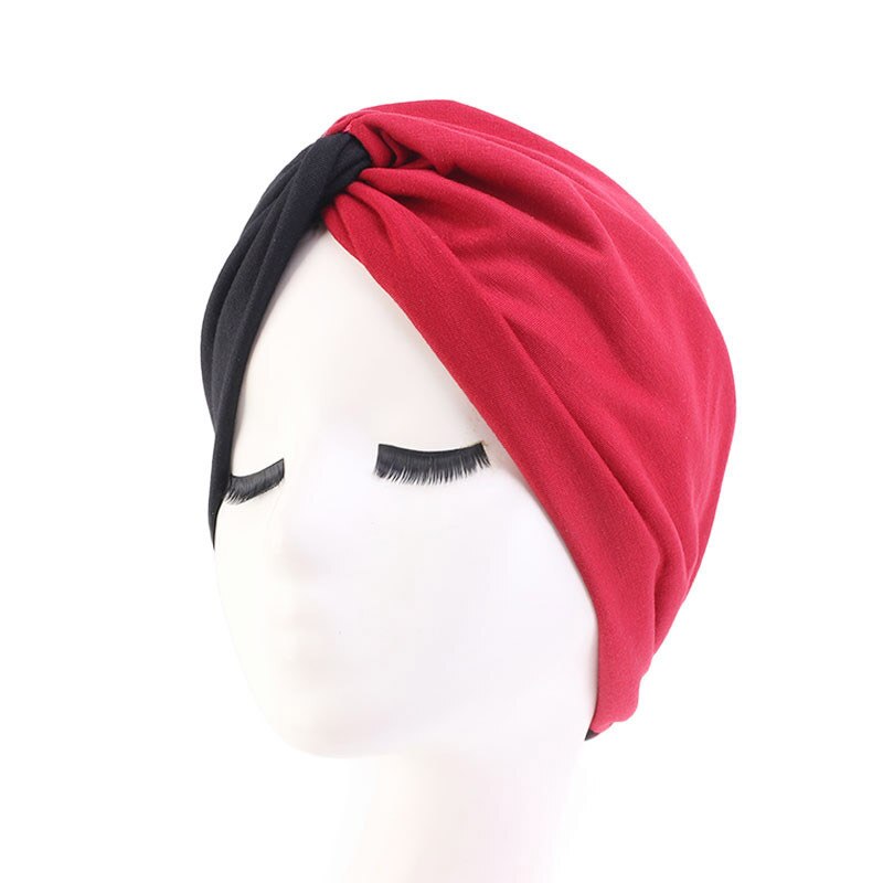 Turban musulman, double couleur, couvre-chef islamique, couvre-chef indien doux, bonnet pour femmes, hijabs intérieur: 4