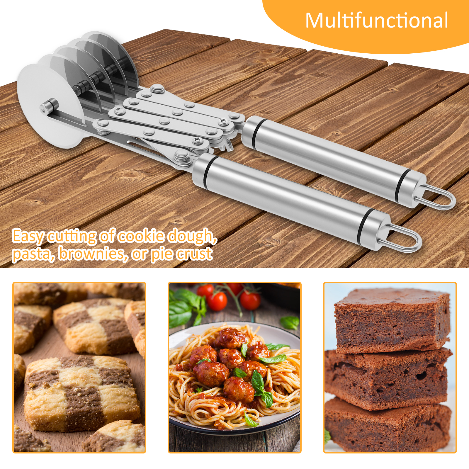 Roestvrij pizzasnijder Multifunctionele 5-wiel pizzasnijder Stevige ronde deegsnijder Roller Antislip Cookie Gebakmesverdeler