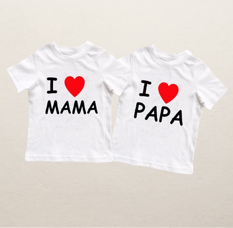 Katoen Zomer Baby Kinderen Zachte Shorts T-shirt Todder Jongen En Meisje Kinderen I Love Papa & Mama Leuke Kleding stuff